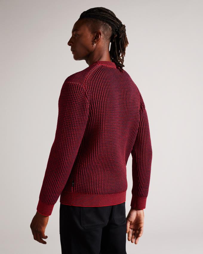 Pull Ted Baker Long Sleeve Oversized Twisted Yarn Rouge Homme | RTG-70775291